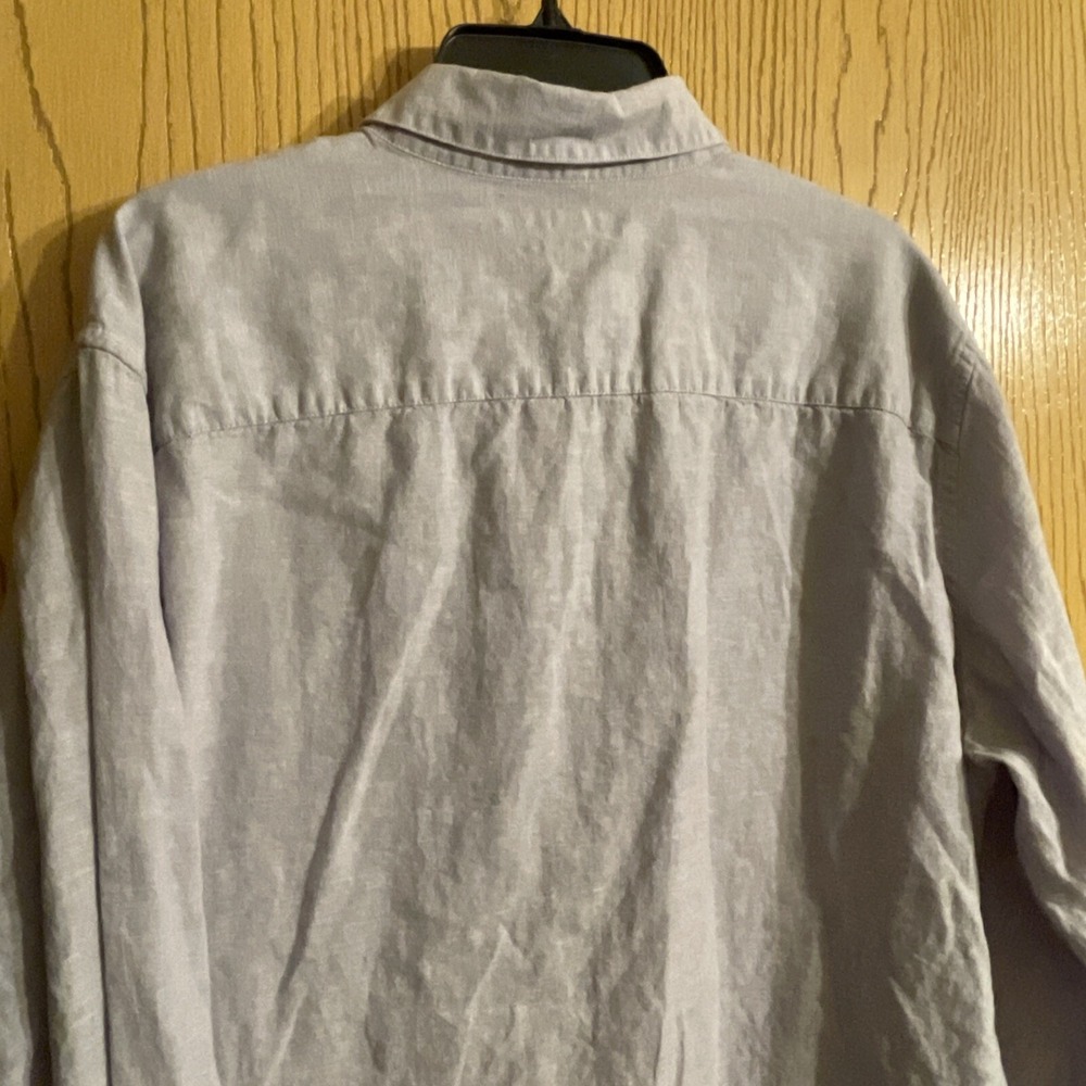 Marc Anthony Slim‎ Fit Luxury Collard Button Up Linen Shirt Purple Size 2XL - Picture 7 of 8
